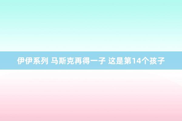 伊伊系列 马斯克再得一子 这是第14个孩子