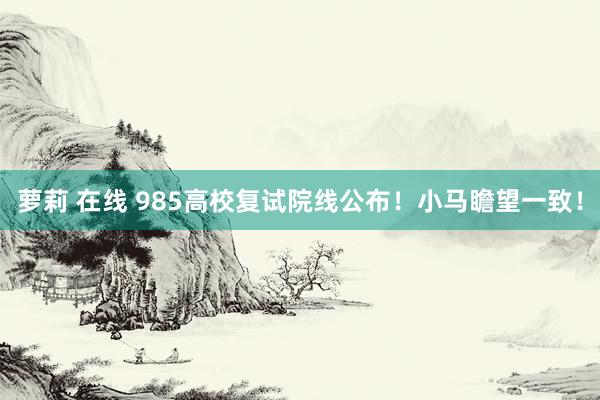 萝莉 在线 985高校复试院线公布！小马瞻望一致！